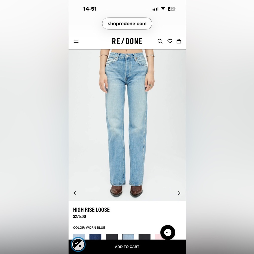 Re/Done 90s high rise loose sz 27